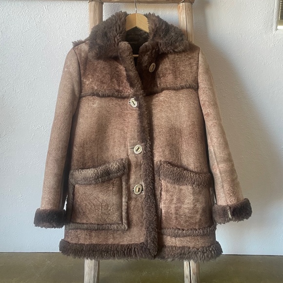 EUC Custom Made Authentic Leather Sheepskin Shearling Coat
